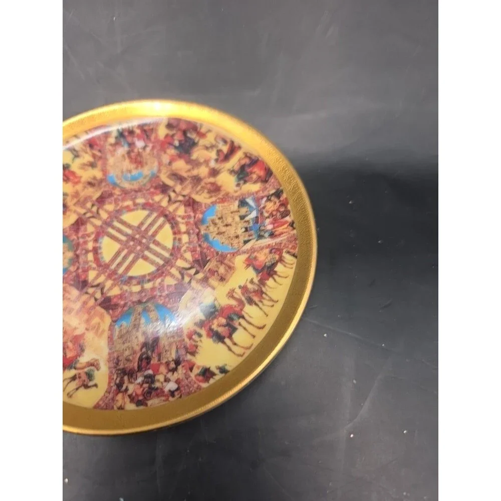 Vintage The Silk Road Porcelain Gold Decorated Kazakhstan Mini Plate